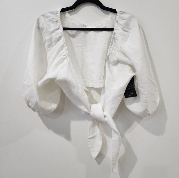 Posse Mia Tie Front Linen Top - Picture 2 of 12